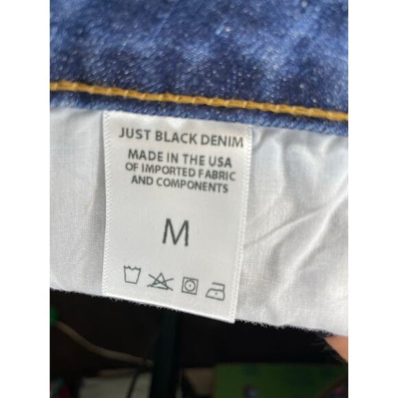 Just Black Denim Raw Hem Mini Skirt Women’s M Blue Stretch USA Made Americana - Picture 8 of 9